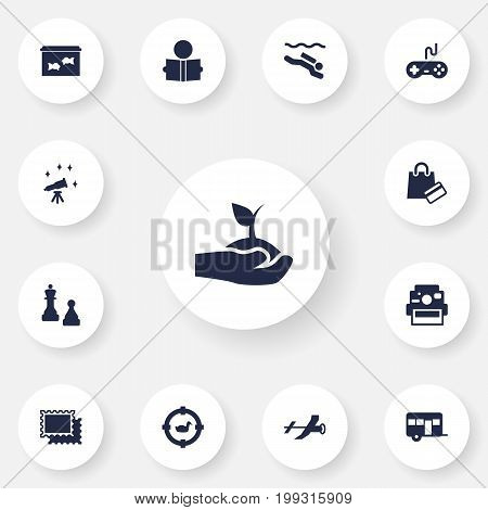 Collection Of Frogman, Target, Telescope And Other Elements.  Set Of 13 Lifestyle Icons Set.