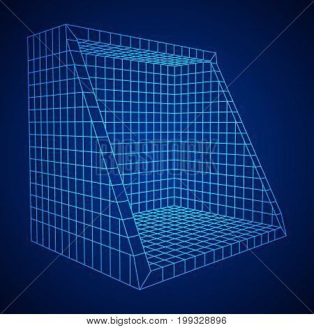 Wireframe Mesh Slice Box. Connection Structure. Digital Data Visualization Concept. Vector Illustration.