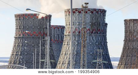 Big towers of Nuclear Power Plant or NPP factory