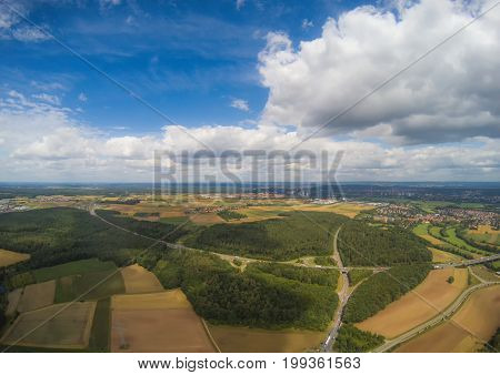 Aerial Photo Of The Landscape Near The City Of Herzogenaurach In Bavaria In Germany
