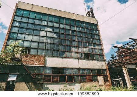 Abandoned factory in Efremov, Tula region, Russia, Big abandoned industrial building