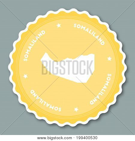 Somaliland Sticker Flat Design. Round Flat Style Badges Of Trendy Colors With Country Map And Name.
