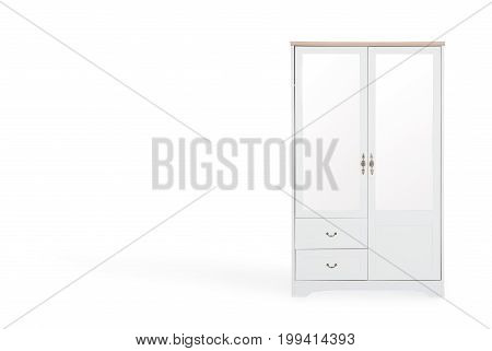 White Wardrobe Isolated On White Background With Space For Copy.