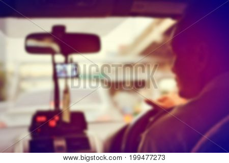 The Scene Of The View From The Taxi Car With Taxi Meter Display In Bangkok, Thailand