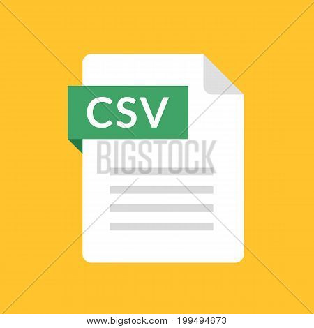 CSV file icon. Comma-separated values document type. Flat design graphic illustration. Vector CSV icon