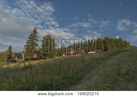 Sunset in summer evening near Kasarna village in west Slovakia