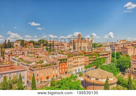 View From The Roman Forum And Palatine Hill(collina Del Palatino ) On Top Of Rome.