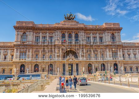 Rome, Italy - May 08, 2017 : Palace Of Justice (corte Suprema Di Cassazione) Near Tiber River And Br