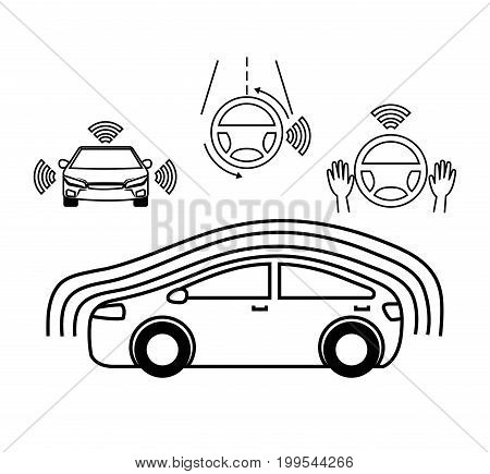 remote sensing system of smart car vehicle front view vector illustration
