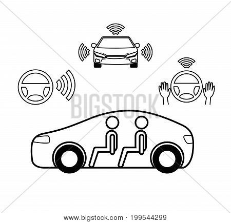 remote sensing system of smart car vehicle front view vector illustration