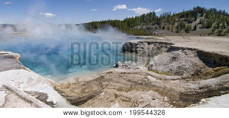 Excelsior Geyser Crater in Midway Geyser Basin Yellowstone National Park, Wyoming