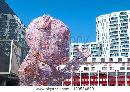 Rotterdam The Nederlands - July 19 2016: A street art installation in Schouwburg square