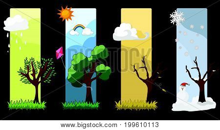 Four Seasons Vector : Each season many emotions