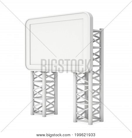 LCD Screen Stand. Blank Trade Show Booth with truss girder element. 3d render of lcd screen isolated on white background. High Resolution. Ad template for your expo design.