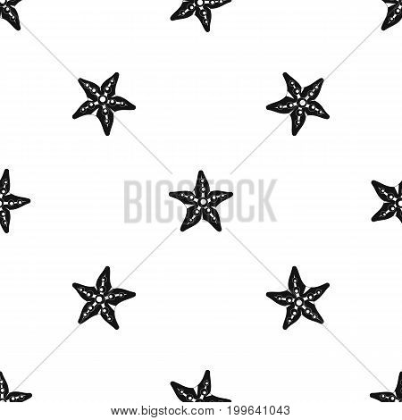 Starfishpattern repeat seamless in black color for any design. Vector geometric illustration