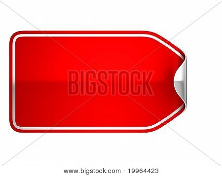 Etichetta rossa piegato o adesivo bianco
