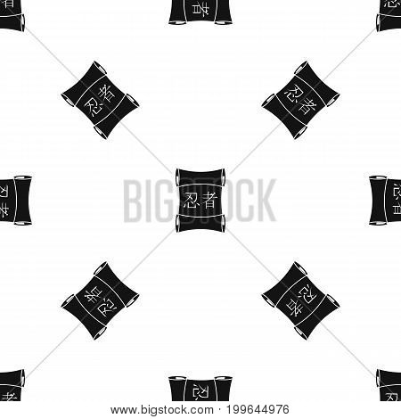 Japanese traditional scroll pattern repeat seamless in black color for any design. Vector geometric illustration