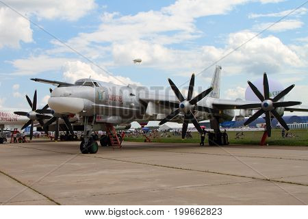 Moscow Region - July 21 2017: Modernized bomber TU-95MS 