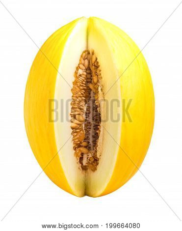 Yellow Eating Melon Isolated On White Background