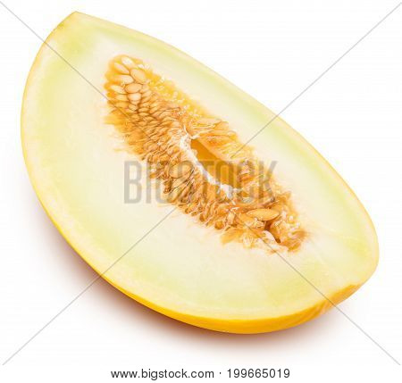 Yellow Cut Melon Isolated On White Background