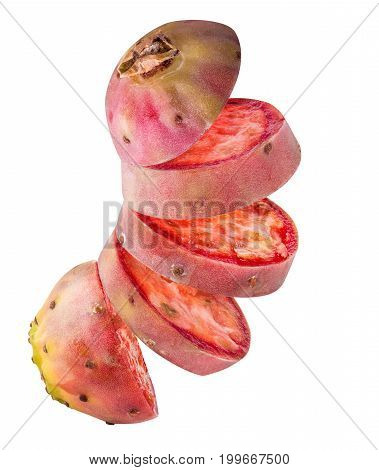 Prickly Pears, Opuntia, Indian Fig Isolated On White Background