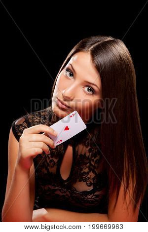 Young Woman Playing In The Gambling