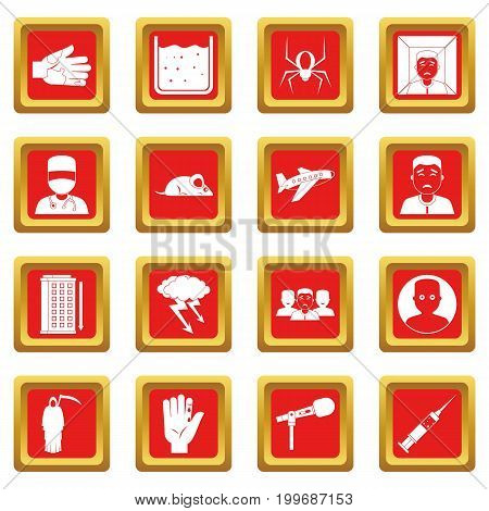 Phobia symbols icons set in red color isolated vector illustration for web and any design