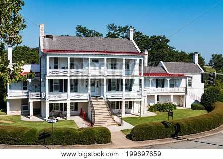 HAMPTON, VIRGINIA - JULY 9, 2017:  Quarters No. 1 was the first permanent structure on Fort Monroe.  President Abraham Lincoln stayed there in 1862 while planning the Union attack on Norfolk, VA.