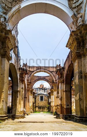 View on ruin of church in Antigua - Guatemala