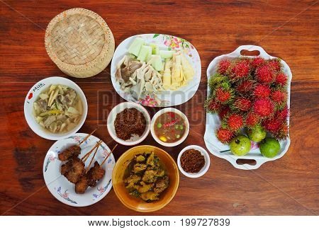 Northern part of Thailand Food set on the table