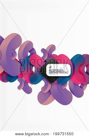 Abstract color geometric round shapes on white - elements with shadow, colorful composition