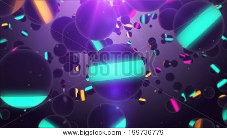 Many Icolored Striped Spheres Revolting In The Air