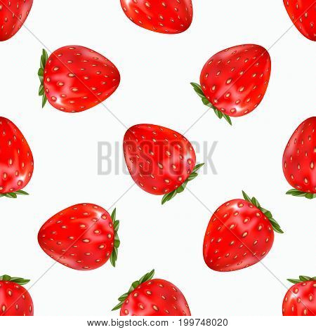 Strawberry seamless pattern. 3d realistic vector illustration isolated