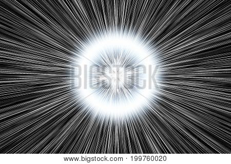 Faster Than Light Speed Hyper Drive Jump Abstract Rays. Dynamite Burst Blast On Black Background 3D