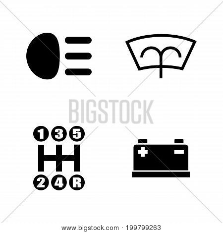 Car Parts. Simple Related Vector Icons Set for Video, Mobile Apps, Web Sites, Print Projects and Your Design. Black Flat Illustration on White Background.
