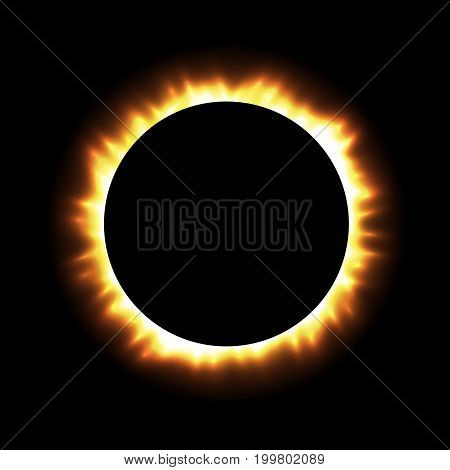 Total Eclipse of the Sun with Corona on Transparent Background. Digital Artwork Creative Graphic Design. Vector