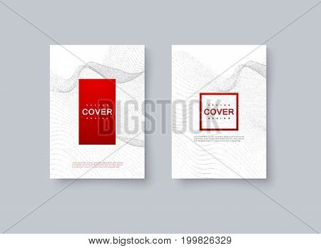 Abstract minimal cover design. Vector creative futurustic illustration. Mockup template for branding. A4 paper size poster with abstract wavy dotted pattern.