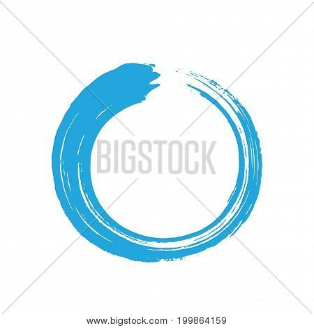 Blue Zen Enso Circle Brush Vector Illustration