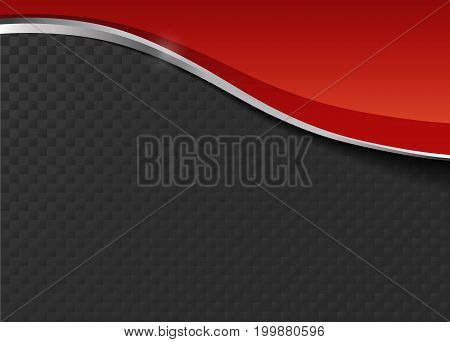 Red wavy corporate abstract background. Dark squarel pattern.