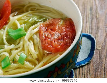 Arishta - Armenian soup with noodles  close up healthy meal