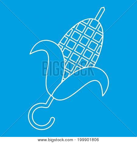 Grill BBQ corn icon blue outline style isolated vector illustration. Thin line sign
