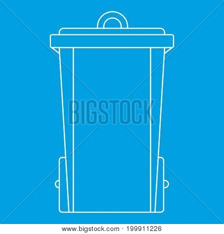Trash bin icon blue outline style isolated vector illustration. Thin line sign