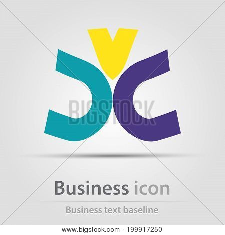 Originally created business icon with three perspecive shapes