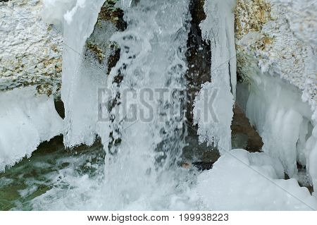 Waterfall holy stream. Arhangelsk region; Russia.  Russian  landscape