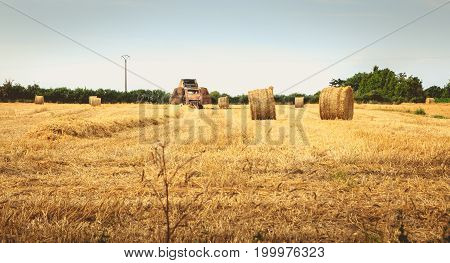 Remains Of A Round Baler After A Fire