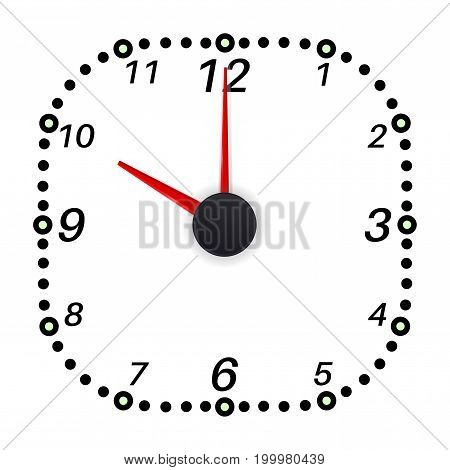 Clock face. Ten oclock. Vector illustration isolated on white background