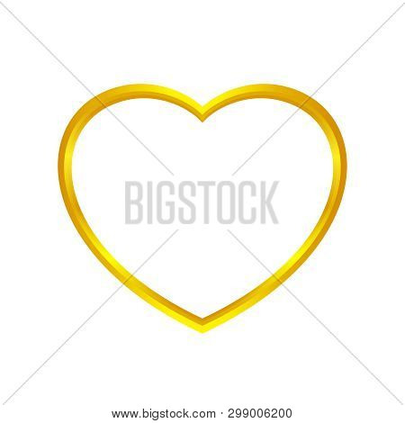 Gold Heart Shape Isolated On White Background, Golden Heart Shaped Icon, Gold Heart Logo, Image Of G