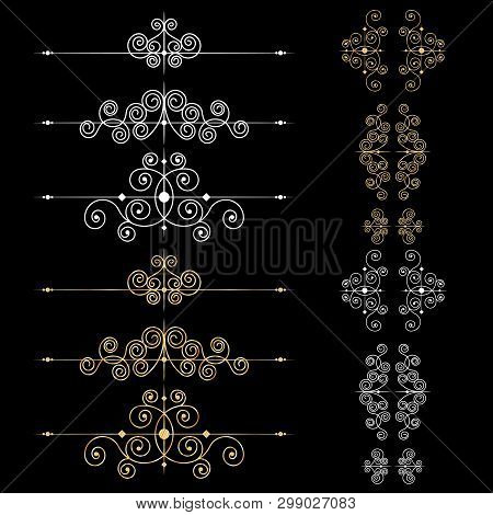 Set Of Vector Page Decoration Elements Or Monograms. Can Be Used For Designing Books, Cards, Menus, 