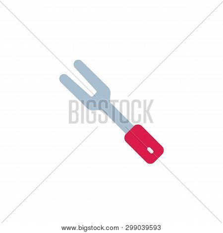 Carving Fork Flat Icon, Vector Sign, Bbq Fork Colorful Pictogram Isolated On White. Symbol, Logo Ill