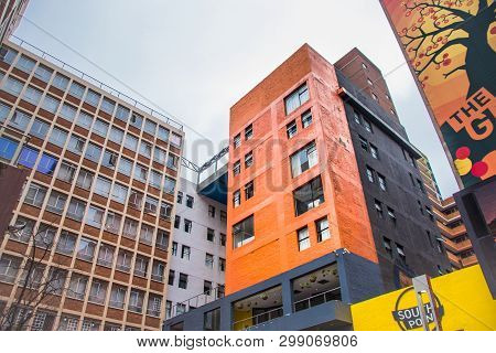 Johannesburg / South Africa - November 19 2016: Colorful Buildings Against In The City Centre